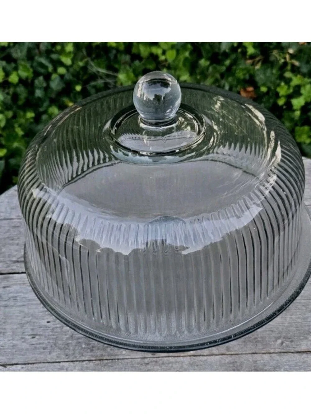 Clear Glass Anchor Hocking Ribbed Glass Cake Stand Doubles As A Punch Bowl